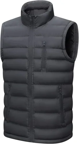 Msmsse Men's Winter Outerwear Vests Puffer Fleece Lined Quilted Vest Casual Sleeveless Jacket