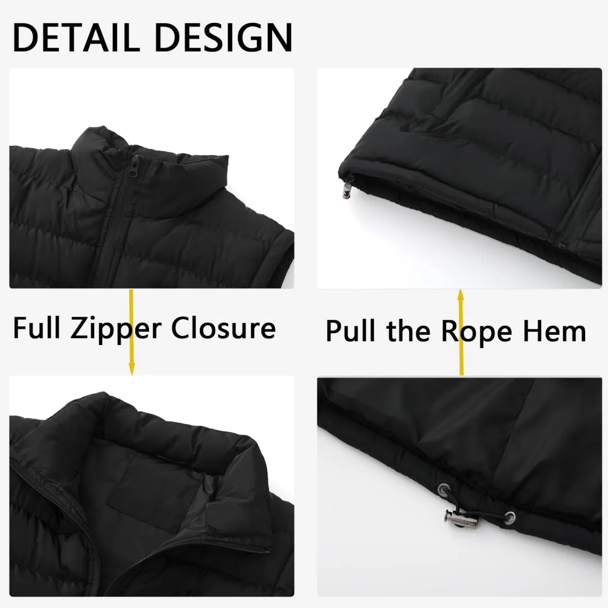 Msmsse Men's Winter Outerwear Vests Puffer Fleece Lined Quilted Vest Casual Sleeveless Jacket