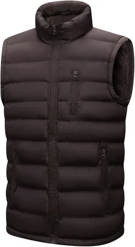 Msmsse Men's Winter Outerwear Vests Puffer Fleece Lined Quilted Vest Casual Sleeveless Jacket