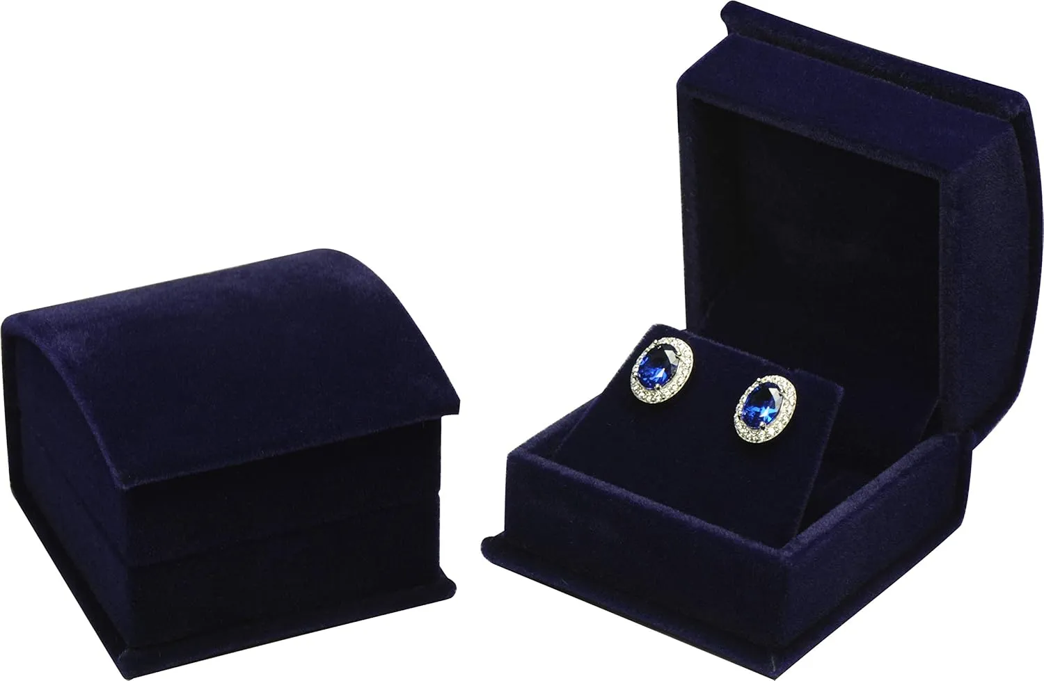 Navy Blue Color Luxury Velvet Multiple Use Earring Necklace Pendant Jewelry Gift Box for Wedding, Birthday, Valentine' Day, Mother's Day, Christmas...Comes with an Extra Individual White Packer Box