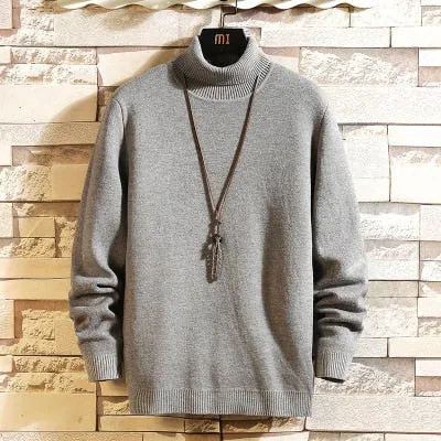 New Men's Sweater Winter Turtleneck Pullover Fashion Designer Mens Long Sleeve