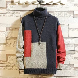 New Men's Sweater Winter Turtleneck Pullover Fashion Designer Mens Long Sleeve