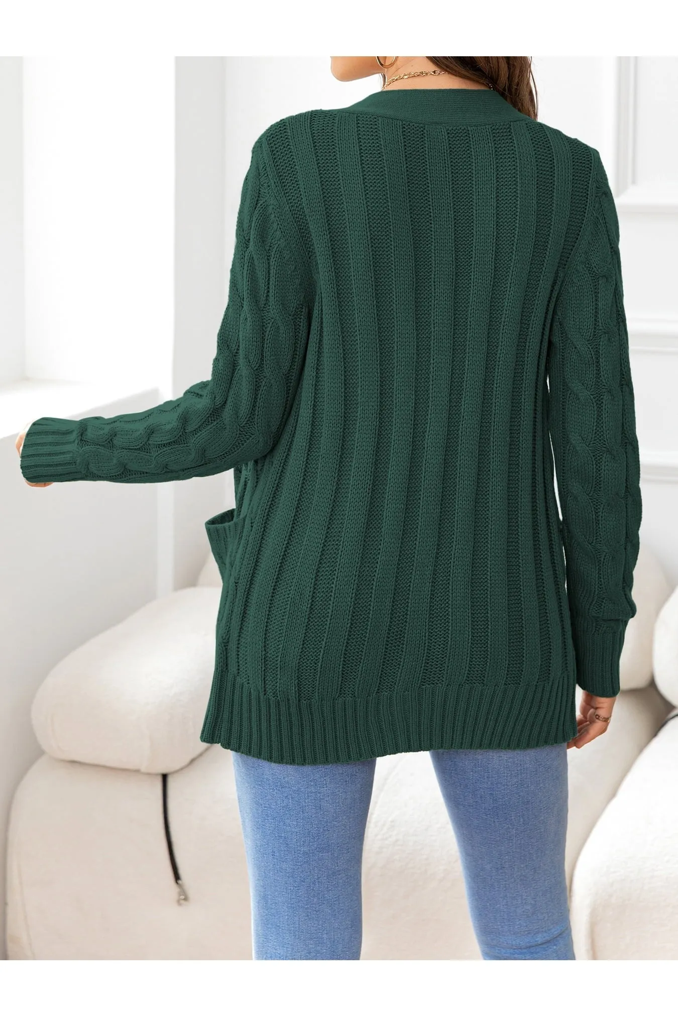 NicholesGifts Women Button Down Cable-Knit Cardigan