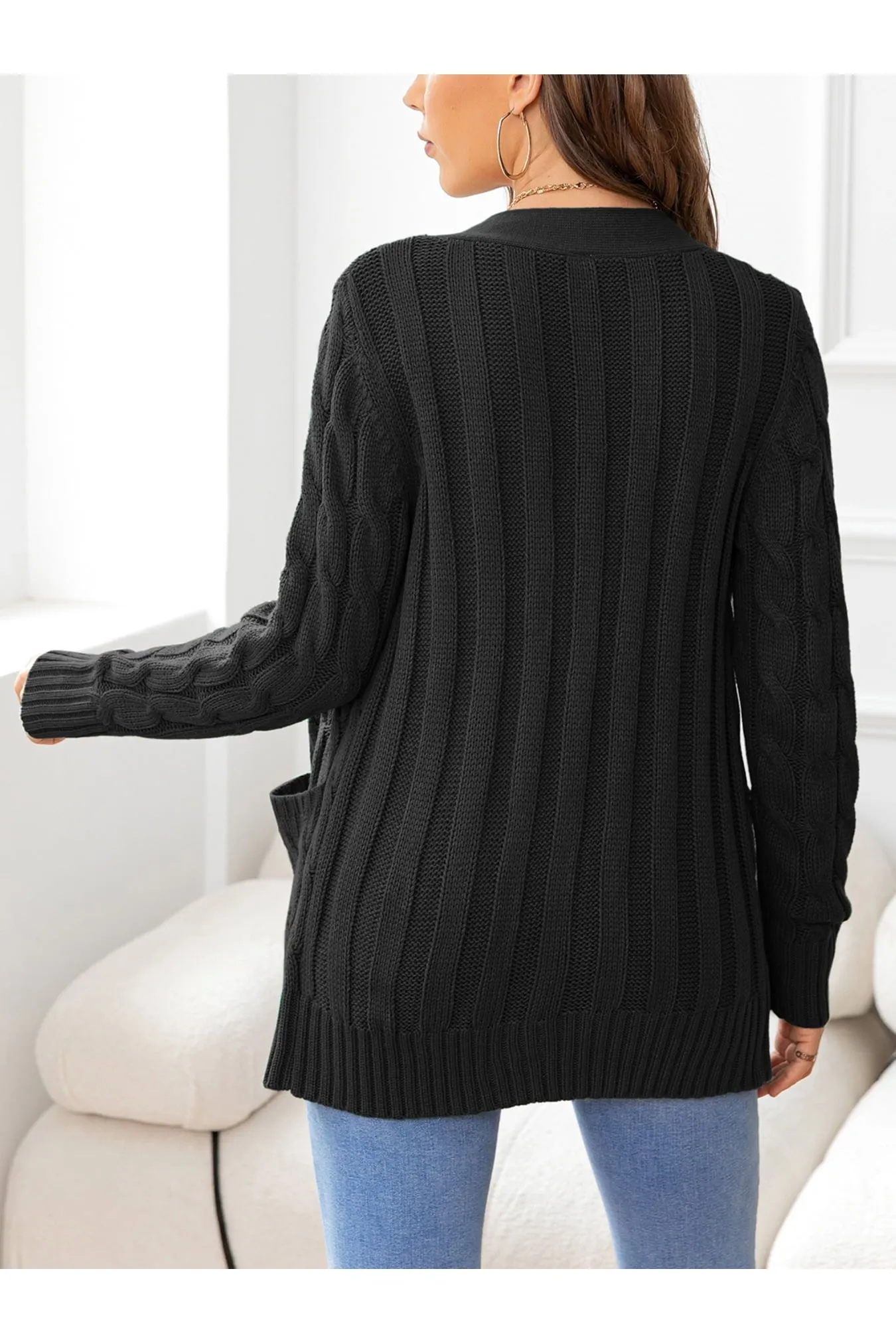 NicholesGifts Women Button Down Cable-Knit Cardigan
