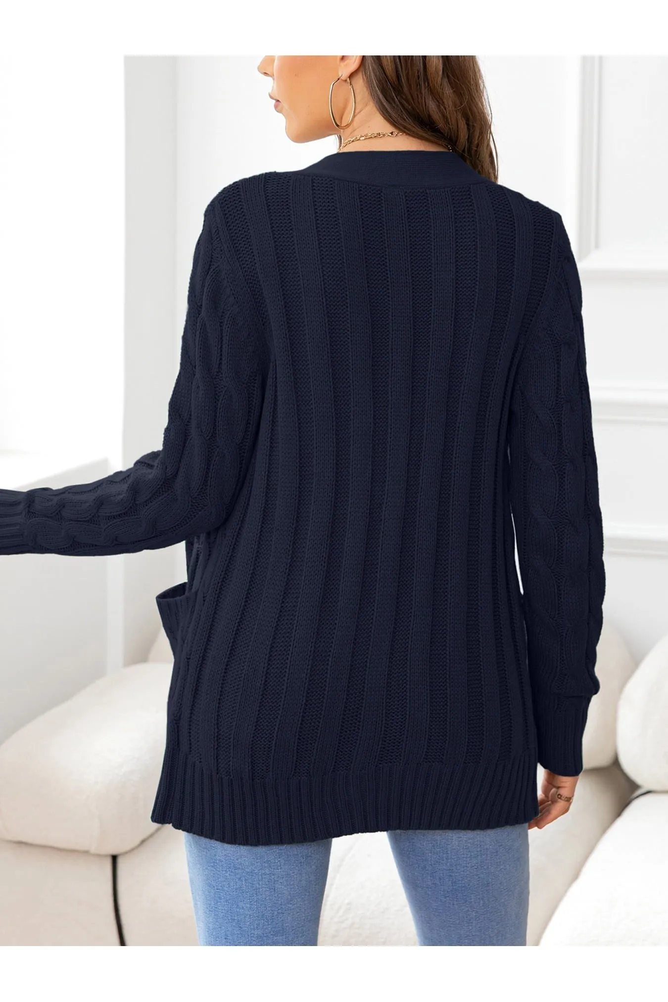 NicholesGifts Women Button Down Cable-Knit Cardigan
