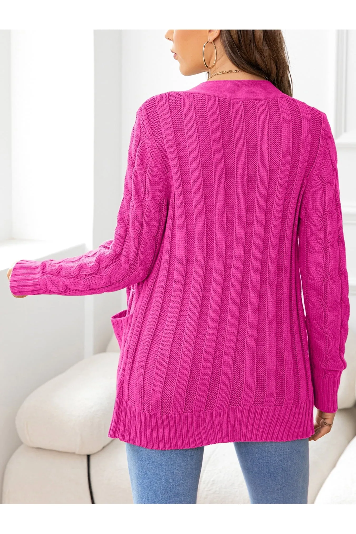 NicholesGifts Women Button Down Cable-Knit Cardigan