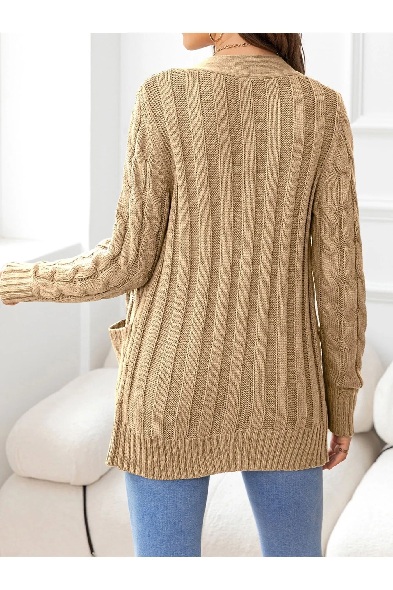 NicholesGifts Women Button Down Cable-Knit Cardigan