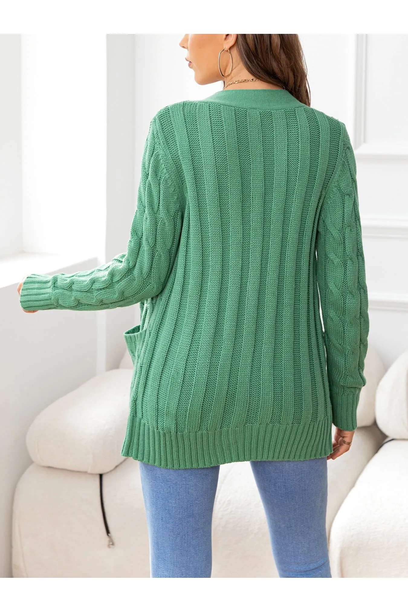 NicholesGifts Women Button Down Cable-Knit Cardigan