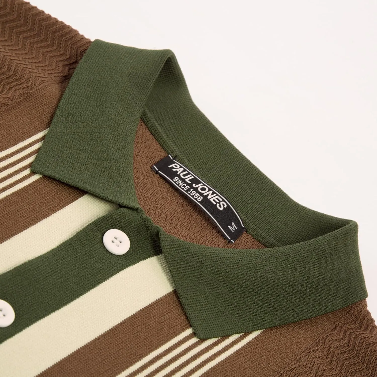 PJ PAUL JONES Men's Vintage Stripe Knit Polo Shirts Short Sleeve Stylish Button Down Cardigan Sweater