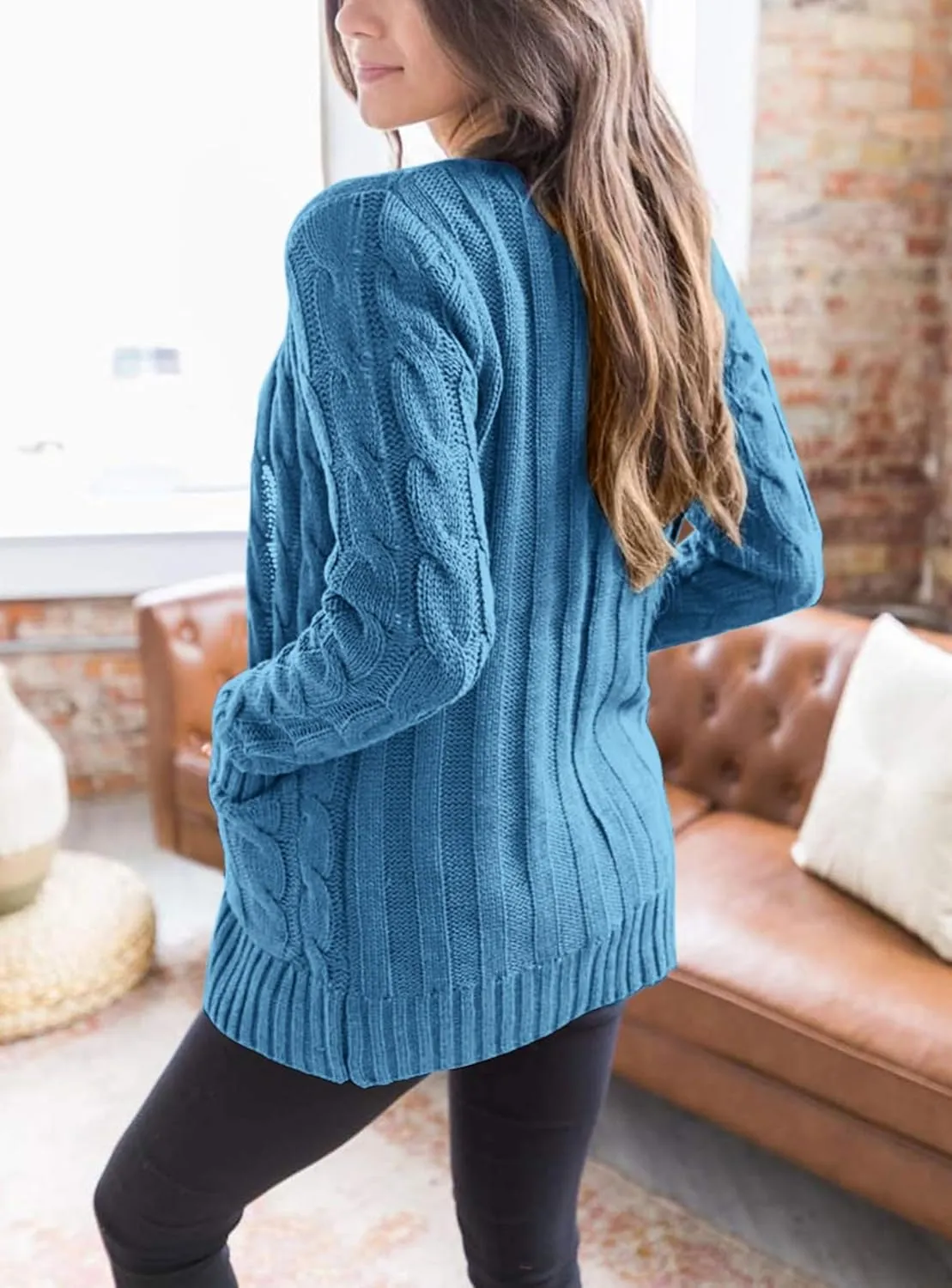 PRETTYGARDEN Women's Open Front Cardigan Sweaters Fall Fashion Button Down Cable Knit Chunky Winter Outerwear Coats