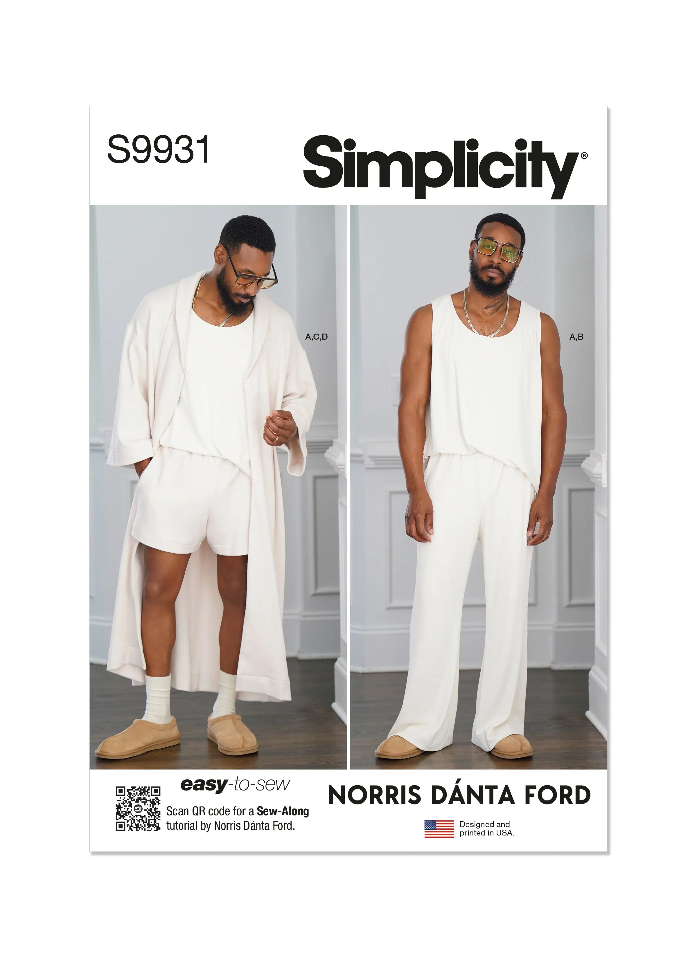 Simplicity Sewing Pattern 9931 Men's Loungewear and robe by Norris Danta Ford