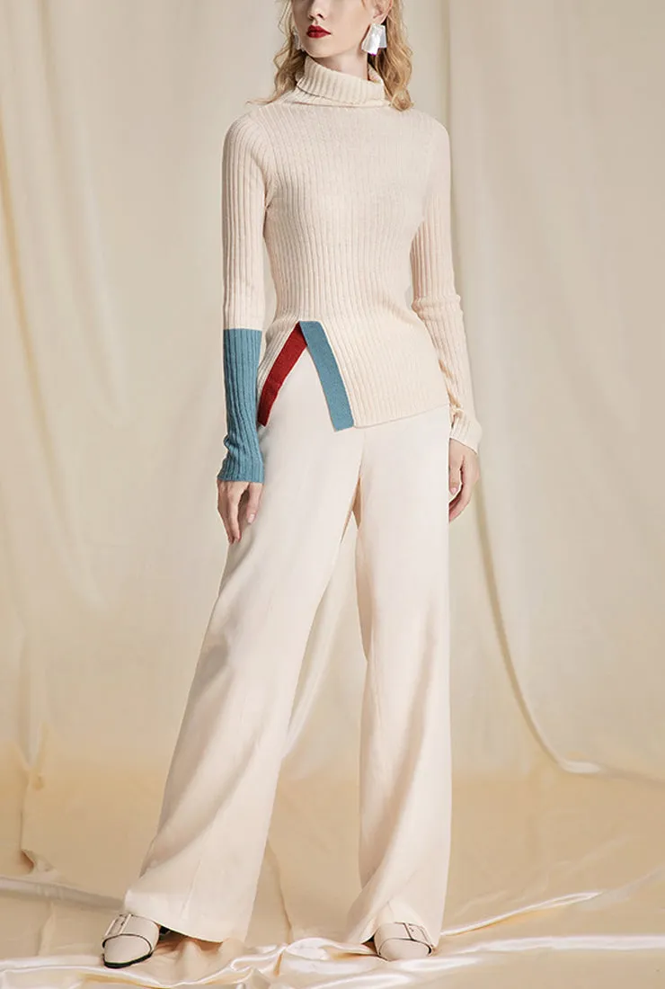 Solid Color Simple Turtleneck Knit Sweater