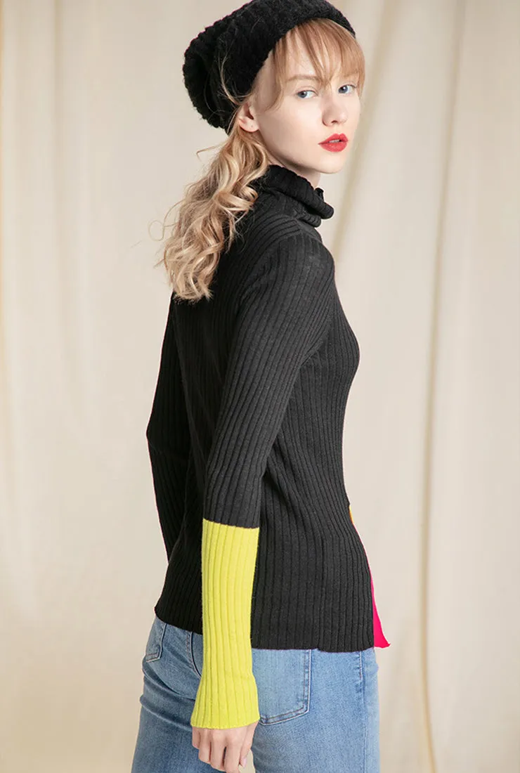 Solid Color Simple Turtleneck Knit Sweater