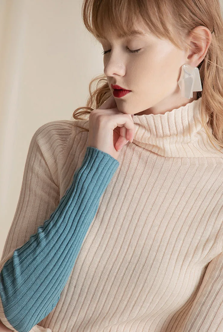 Solid Color Simple Turtleneck Knit Sweater