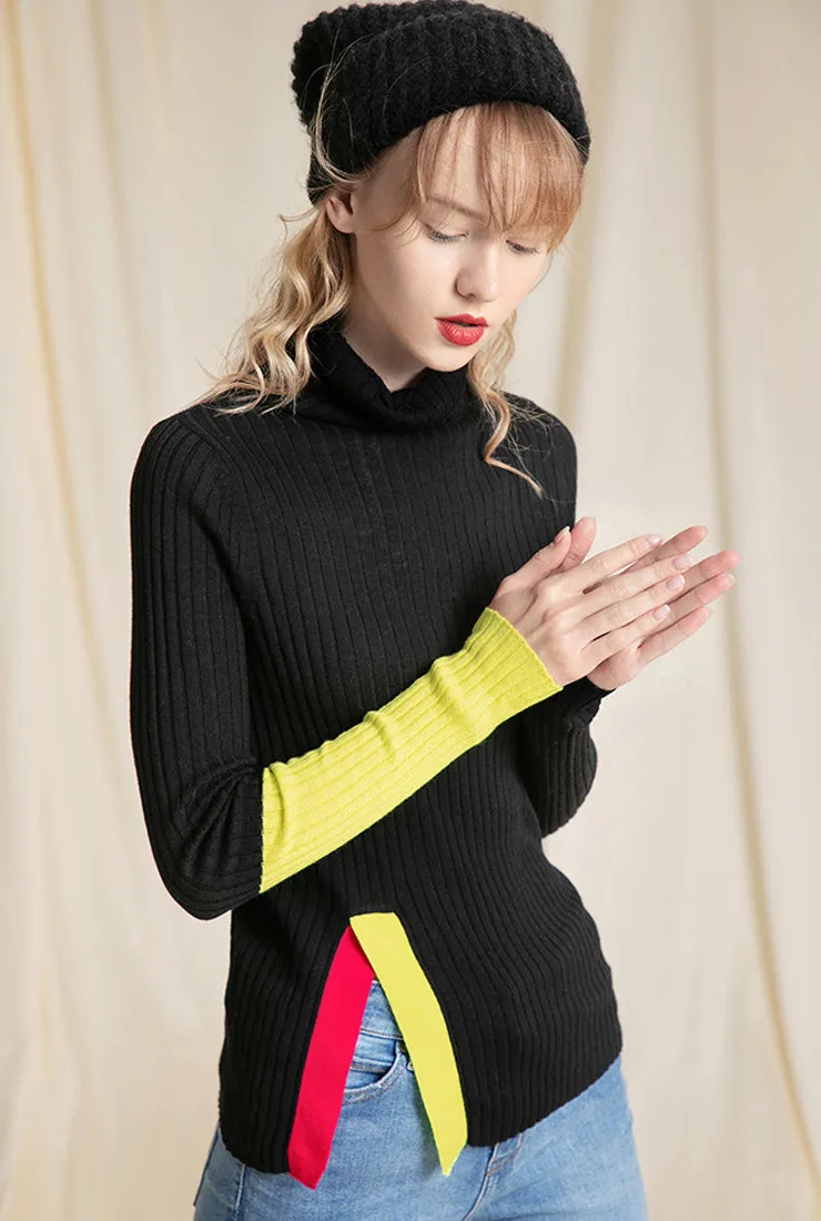 Solid Color Simple Turtleneck Knit Sweater