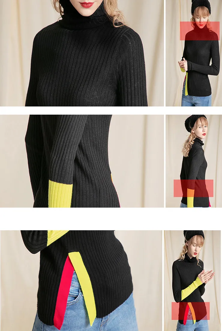 Solid Color Simple Turtleneck Knit Sweater