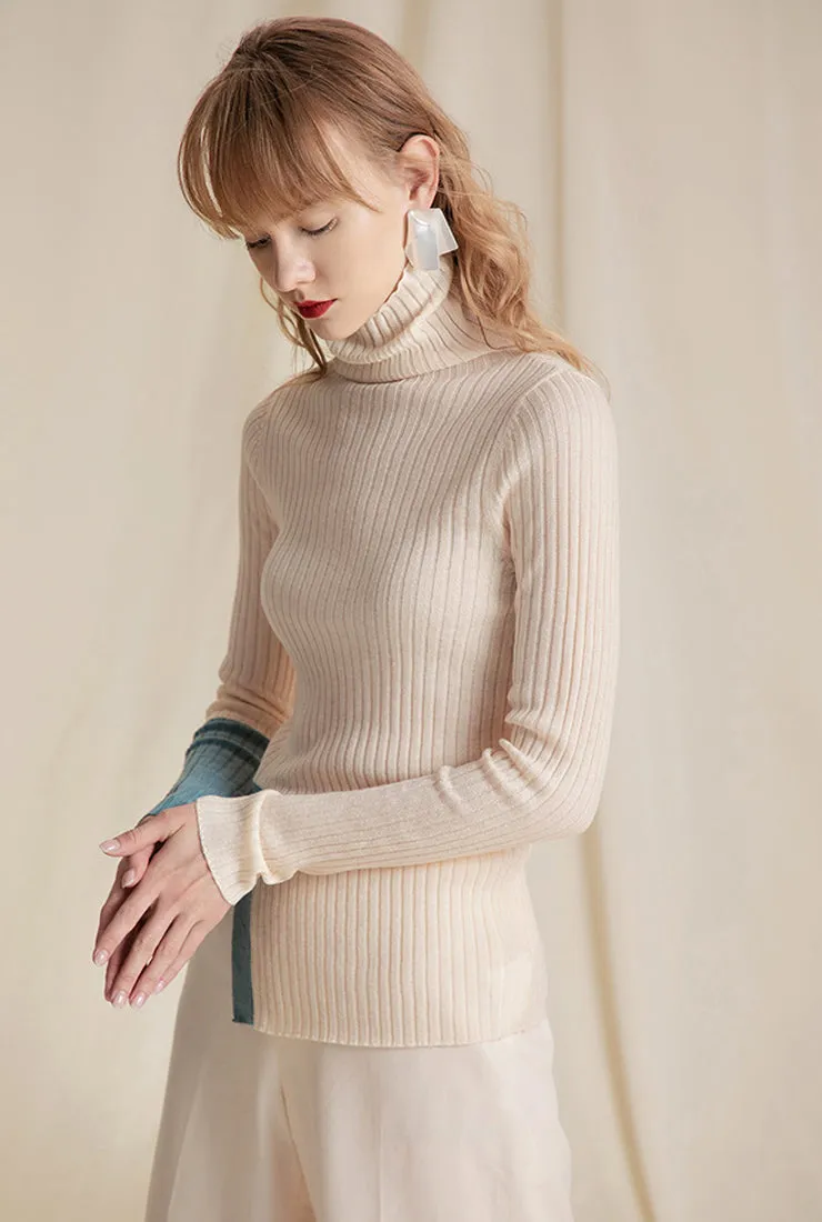 Solid Color Simple Turtleneck Knit Sweater