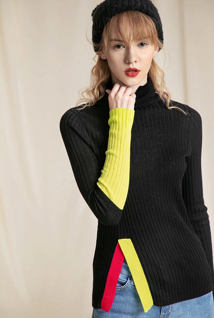 Solid Color Simple Turtleneck Knit Sweater