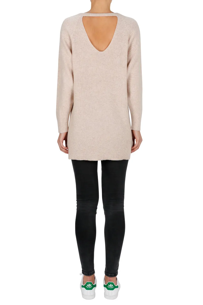 Superluxe Oversized Open Back Sweater- Soft Rose