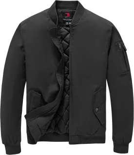 TBMPOY Men's Bomber Jacket Lightweight Winter Windbreaker Zip Up Padded Softshell Windproof Water-Resistant Casual Fall Coat