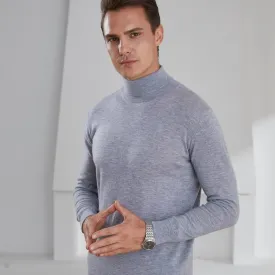 Turtleneck Goat Cashmere Worsted Yarn Slim-Fit Pullover