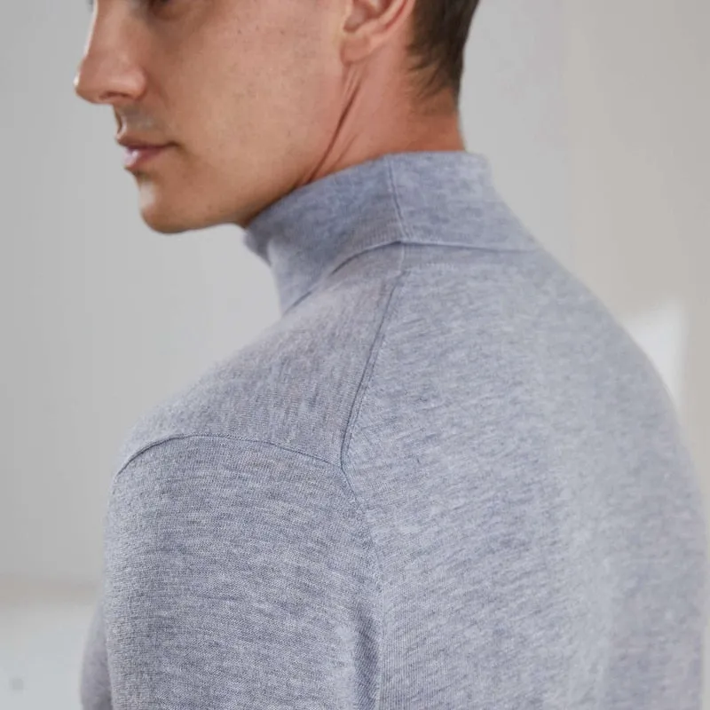 Turtleneck Goat Cashmere Worsted Yarn Slim-Fit Pullover