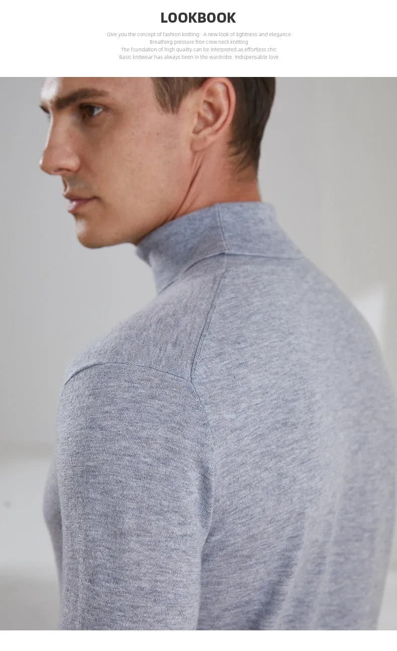 Turtleneck Goat Cashmere Worsted Yarn Slim-Fit Pullover