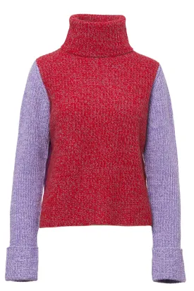 Tweed Color Block Turtleneck