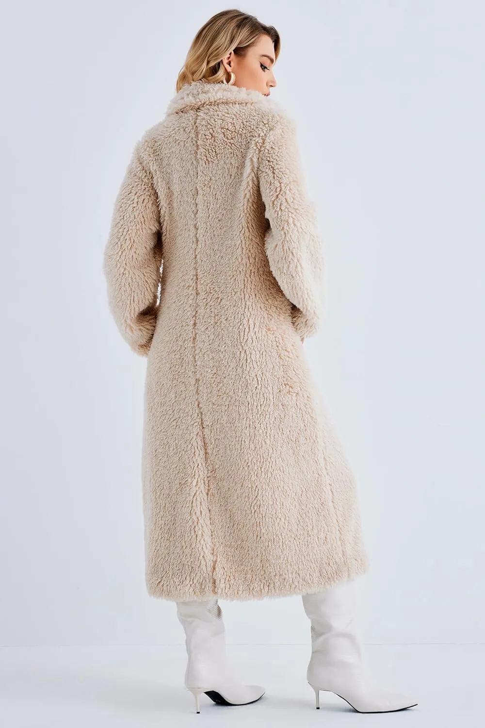 Women Faux Fur Winter Coats Open Front Long Cardigan Coat Warm Women's Fuzzy Fleece Jacket Overcoat Outwear with Pocket S-XXL