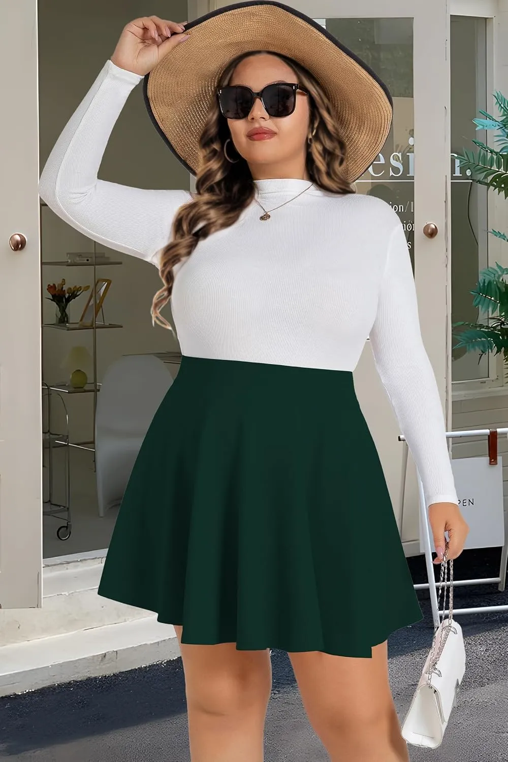 Womens Mini Skirts Plus Size Summer Pleated Short Casual Skater High Waisted Skirt