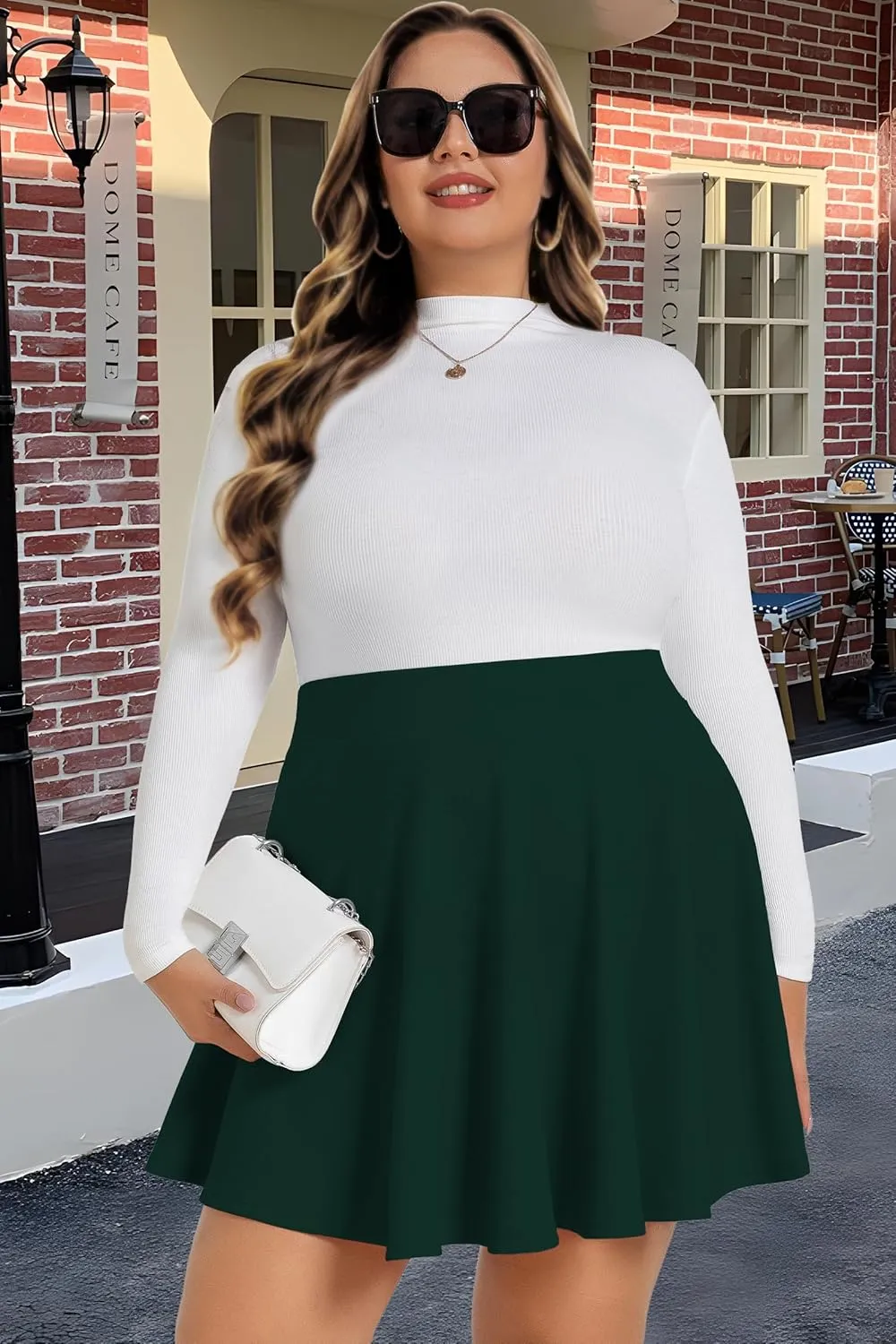 Womens Mini Skirts Plus Size Summer Pleated Short Casual Skater High Waisted Skirt