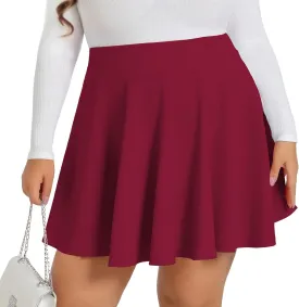 Womens Mini Skirts Plus Size Summer Pleated Short Casual Skater High Waisted Skirt