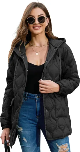 XULIKU Women's Quilted Jackets Lightweight Long Sleeve Stand Collar Padding Short Puffer Coat for Women Fall Winter